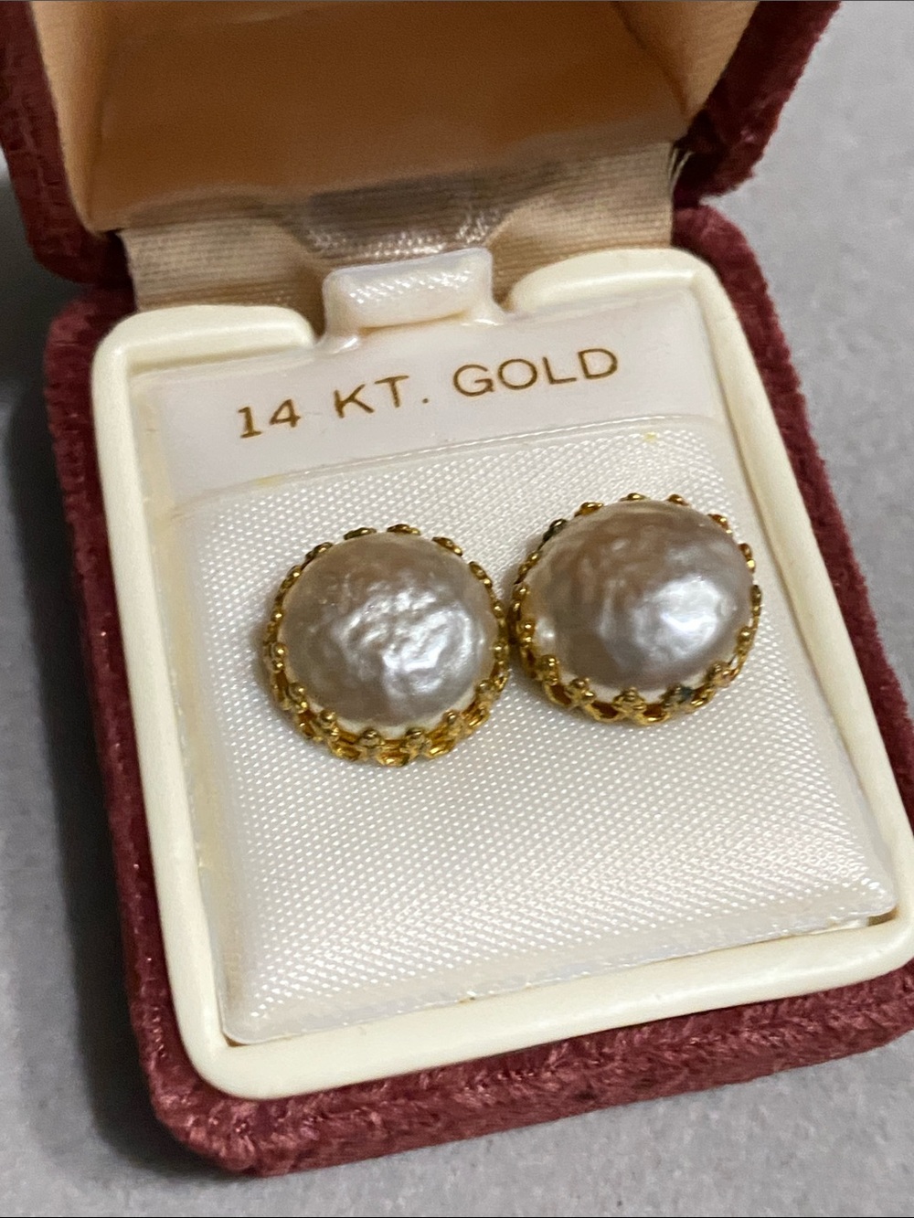 Miriam Haskell Gold Pearl Button Earrings